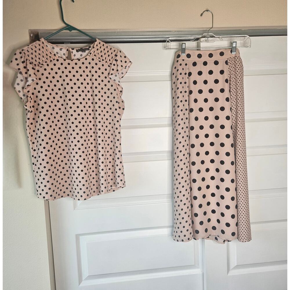 Matching Polka Dot 2-Piece Set Medium | Adrianna Papell Top & DR Midi Skirt